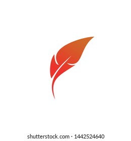 Feather pen icon logo design vector template