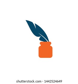 Feather pen icon logo design vector template