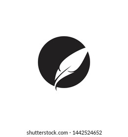 Feather pen icon logo design vector template