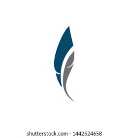 Feather pen icon logo design vector template