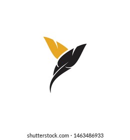 Feather pen icon logo design vector template