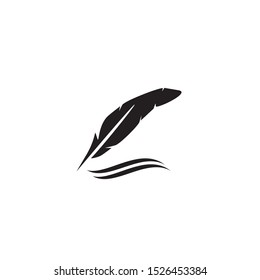 Feather pen icon logo design vector template
