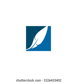 Feather pen icon logo design vector template
