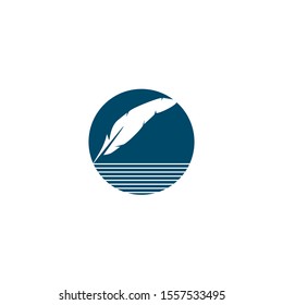 Feather pen icon logo design inspiration vector template