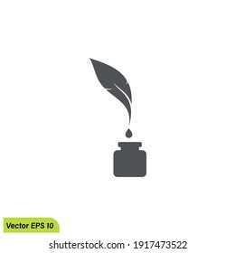 feather pen icon logo template simple design element