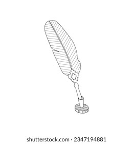 Feather pen icon in outline vector style. Design element of International Literacy Day. Luxury feather fountain pen in trendy flat design style. Editable graphic resources for many purposes.