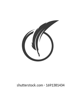 Feather pen icon template Vector illustration