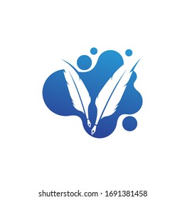 Plantilla de icono de pluma Ilustración de vectores