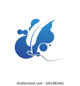 Feather pen icon template Vector illustration