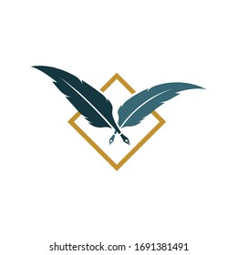 Feather pen icon template Vector illustration