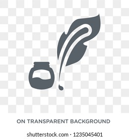 Feather pen icon. Trendy flat vector Feather pen icon on transparent background from law and justice collection. 