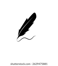 Feather pen icon. Writing feather. Plumelet. Vector isolated illustration
