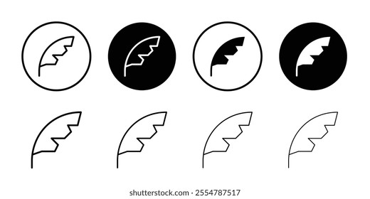 Feather pen icon. writing with quill ink pen symbol. soft and light weight material set