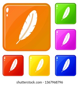 Feather pen icons set collection vector 6 color isolated on white background