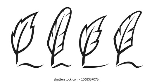 Feather pen icons set vector illustration
