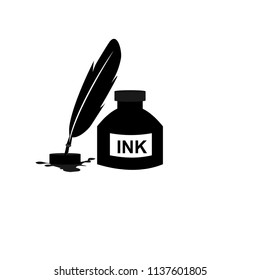 Feather pen ink calligraphic letter vector illustration