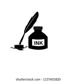 Feather pen ink calligraphic letter vector illustration