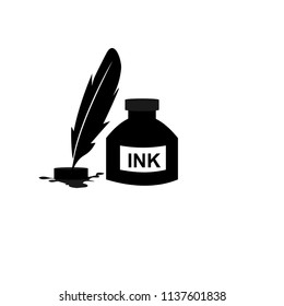 Feather pen ink calligraphic letter vector illustration