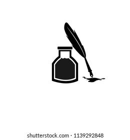 Feather pen ink calligraphic letter vector illustration
