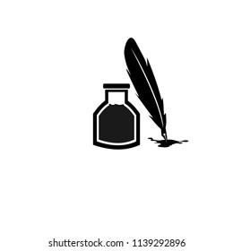 Feather pen ink calligraphic letter vector illustration