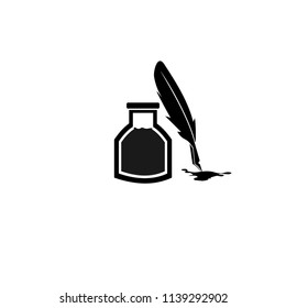 Feather pen ink calligraphic letter vector illustration