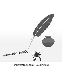 Feather pen ink calligraphic letter vector illustration. blot. for your ideas