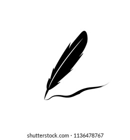 Feather pen ink icon illustration isolated vector sign symbol