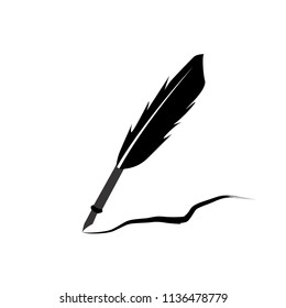 Feather pen ink icon illustration isolated vector sign symbol