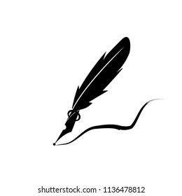 Feather pen ink icon illustration isolated vector sign symbol