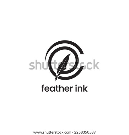 feather pen ink initials CP design logo for publishing or printing book companies.