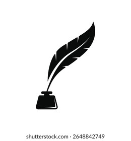 feather pen ink logo design concept idea