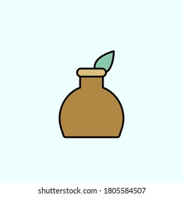 feather pen, ink pot color vector icon, vector illustration