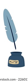 Icono de pluma y juego de tinta plana. Ilustración del vector
