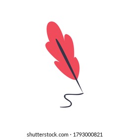 feather pen line and fill style icon design, Art design and creativity theme Vector illustration