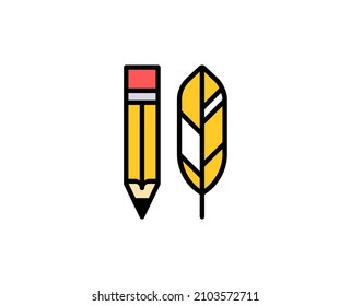 Icono de la línea de plumilla. Símbolo de esquema de alta calidad para diseño web o aplicación móvil. Firma de línea delgada para el logotipo de diseño. Pictograma de contorno de color sobre fondo blanco
