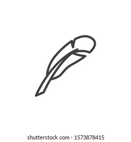 Feather Pen line icon. linear style sign for mobile concept and web design. Feather ink pen outline vector icon. Writing symbol, logo illustration. Vector graphics