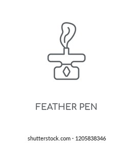 Feather pen linear icon. Feather pen concept stroke symbol design. Thin graphic elements vector illustration, outline pattern on a white background, eps 10.