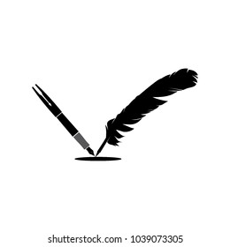 feather and pen logo