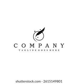 Feather pen logo design vector