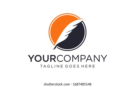 Feather pen for logo designs editable