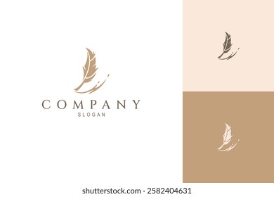 feather pen logo in flat design style