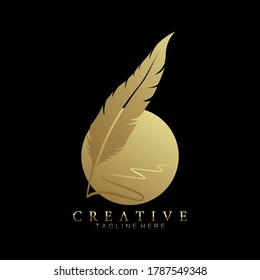 patrón de diseño del vector de oro de plumas de plumas de plumas de oro con círculo
