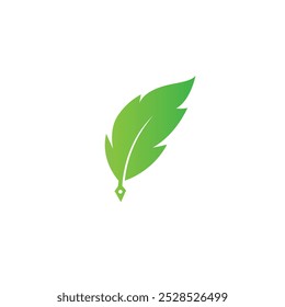 Diseño de Vector plano de icono de logotipo de pluma