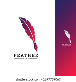 feather pen logo icon vector design 