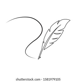 feather pen logo illustration design