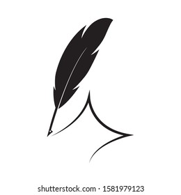 feather pen logo illustration design