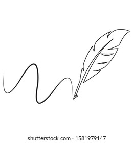 feather pen logo illustration design