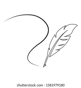 feather pen logo illustration design