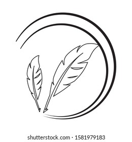 feather pen logo illustration design