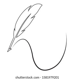 feather pen logo illustration design